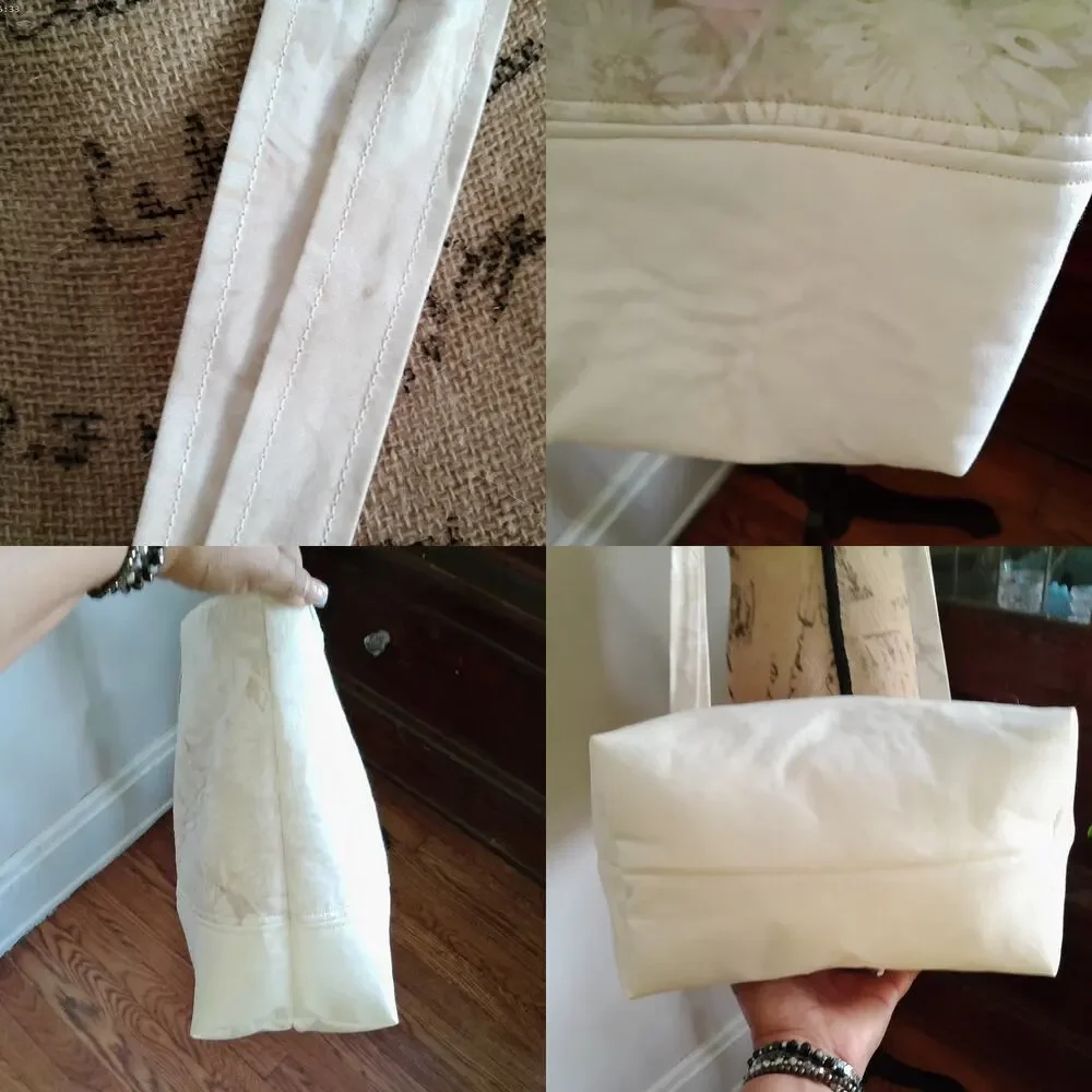 Handcrafted Fabric Purse Cream Artisan Carryall Tote Batik Cotton Shoulder Bag